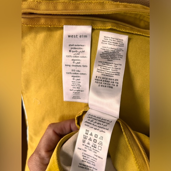 West Elm Velvet Washable Throw Pillow Cover Case Gold Yellow 18x18 Boho Chic - Picture 9 of 17